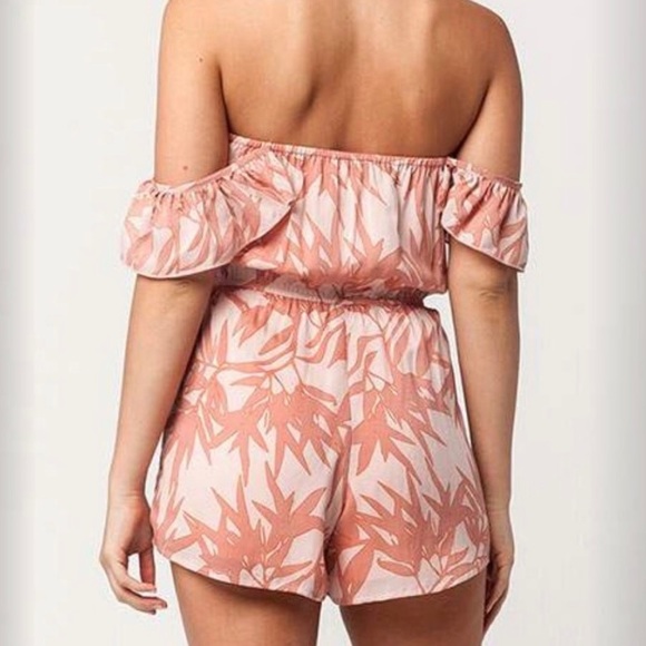 Amuse Society Romper Pink Palm Swim Cover Up - Picture 2 of 7